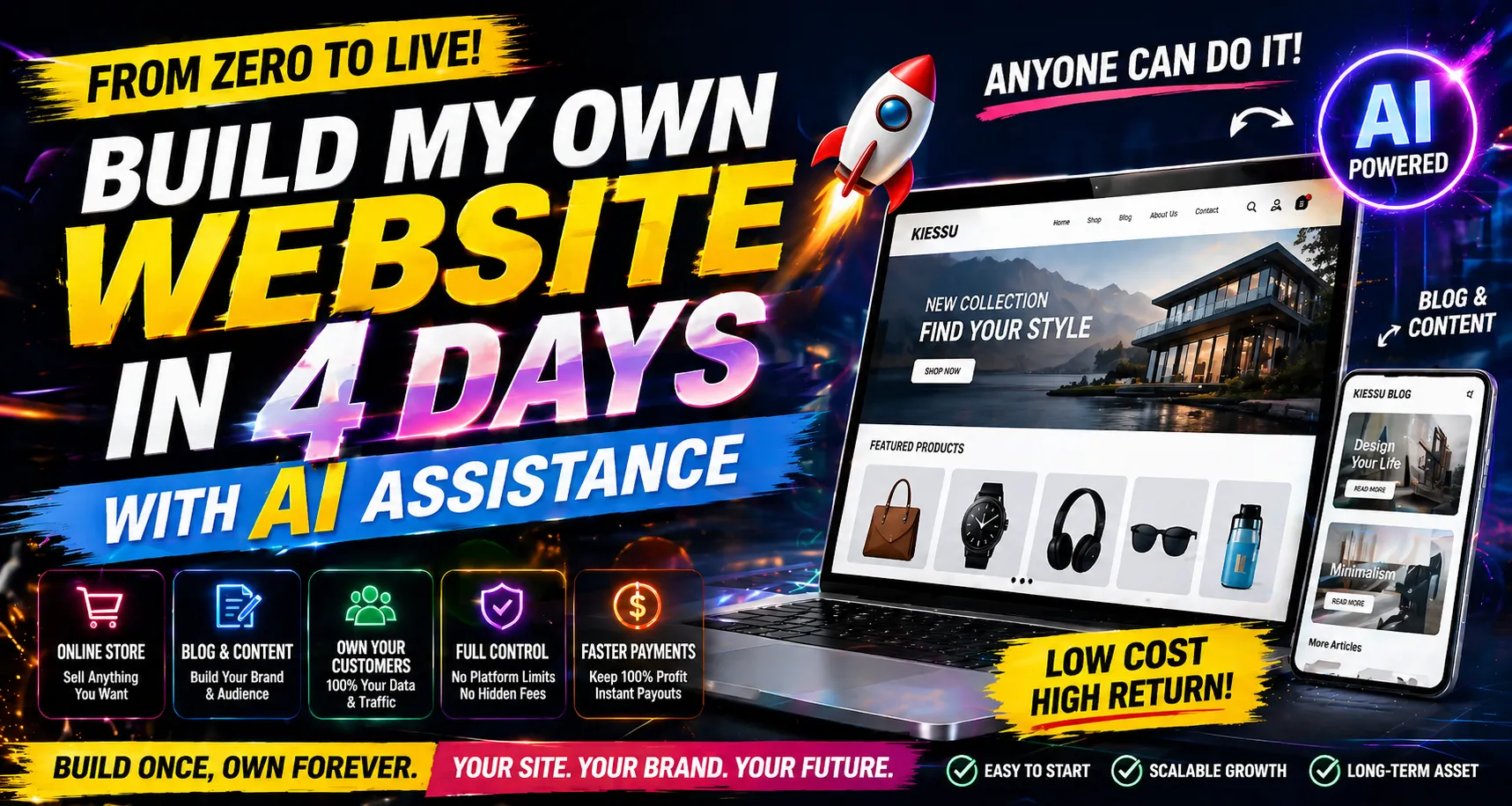 Built an Independent Website in 4 Days from Scratch with AI Assistance — Anyone Can Do It|零基础4天搭建独立站：AI辅助，人人都可以