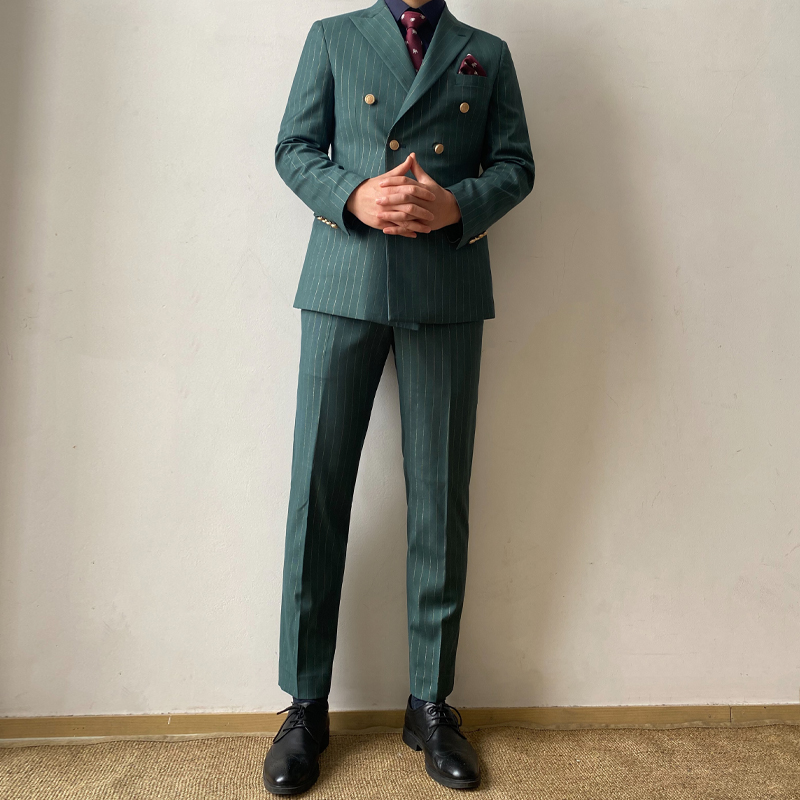 Green Striped Suit Set - Image 3