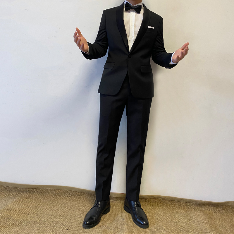 Black Shawl Collar Tuxedo Suit Set - Image 6