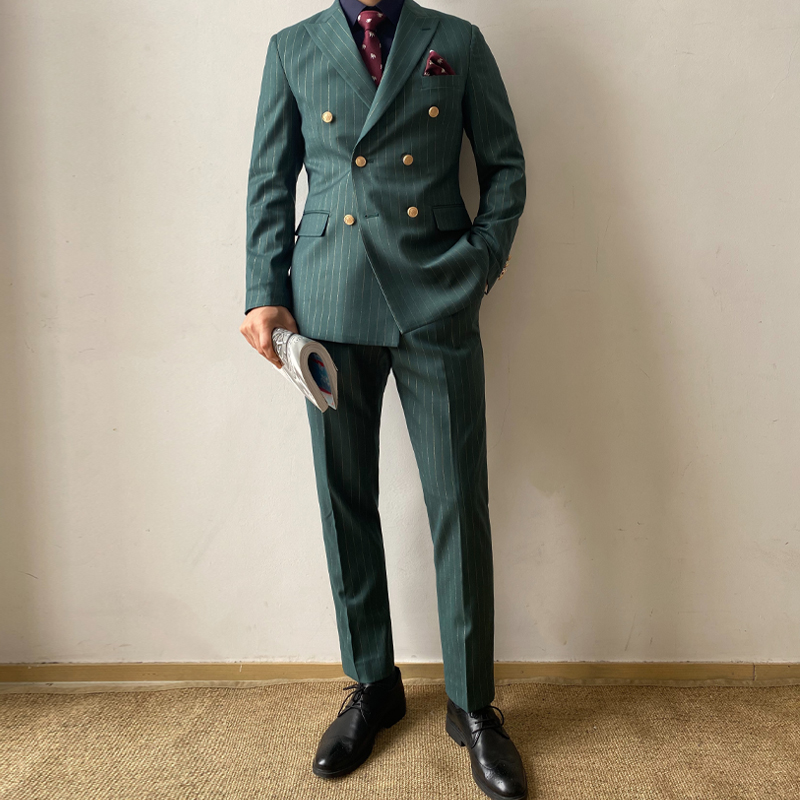 Green Striped Suit Set