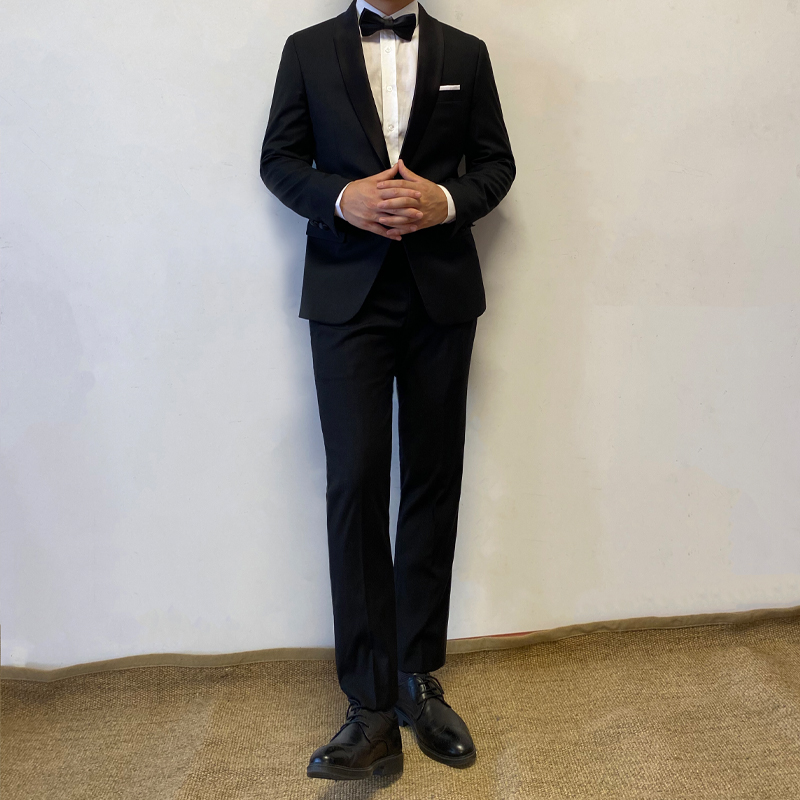 Black Shawl Collar Tuxedo Suit Set - Image 5