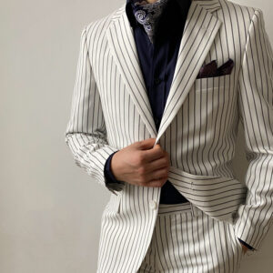 White Striped Suit Set
